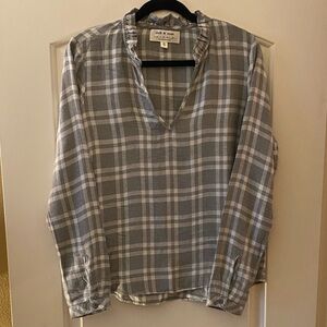 Cloth & Stone by Anthropologie Gray Plaid Blouse